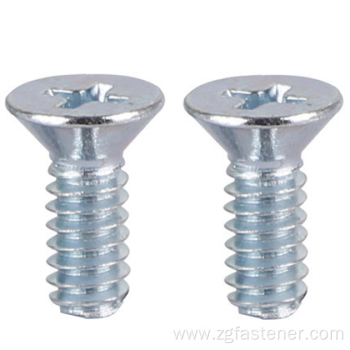 Blue white zinc cross recessed countersunk head screws